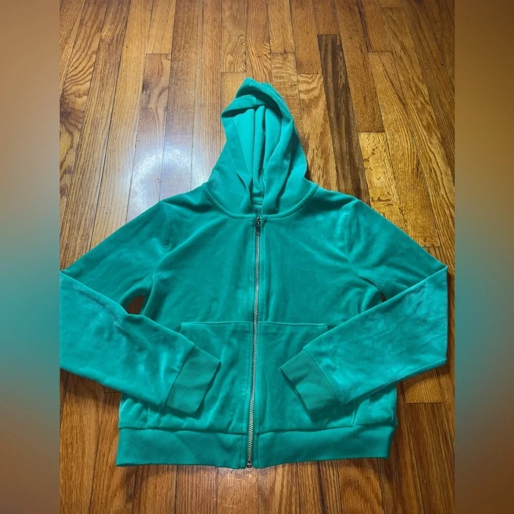 Art Class Teal Velour Zip-Up Hoodie – Girls XL (14)